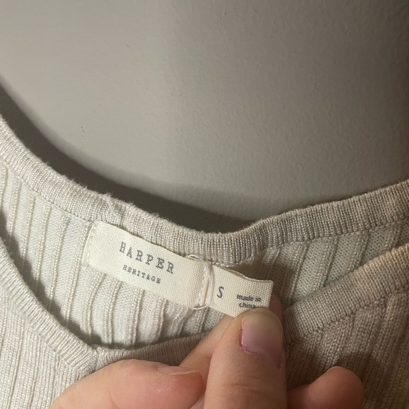 Harper Heritage Women's Cream Tie front Crop Top Size S - Picture 2 of 3